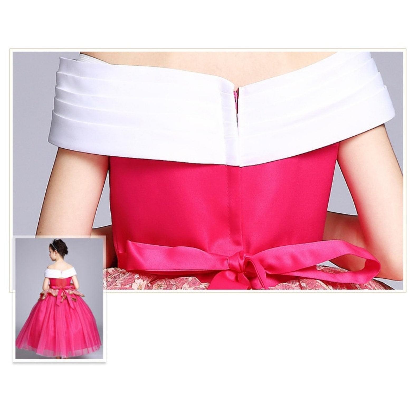 Disney-Inspired Sleeping Beauty Princess Aurora Pink Dress with Accessories.