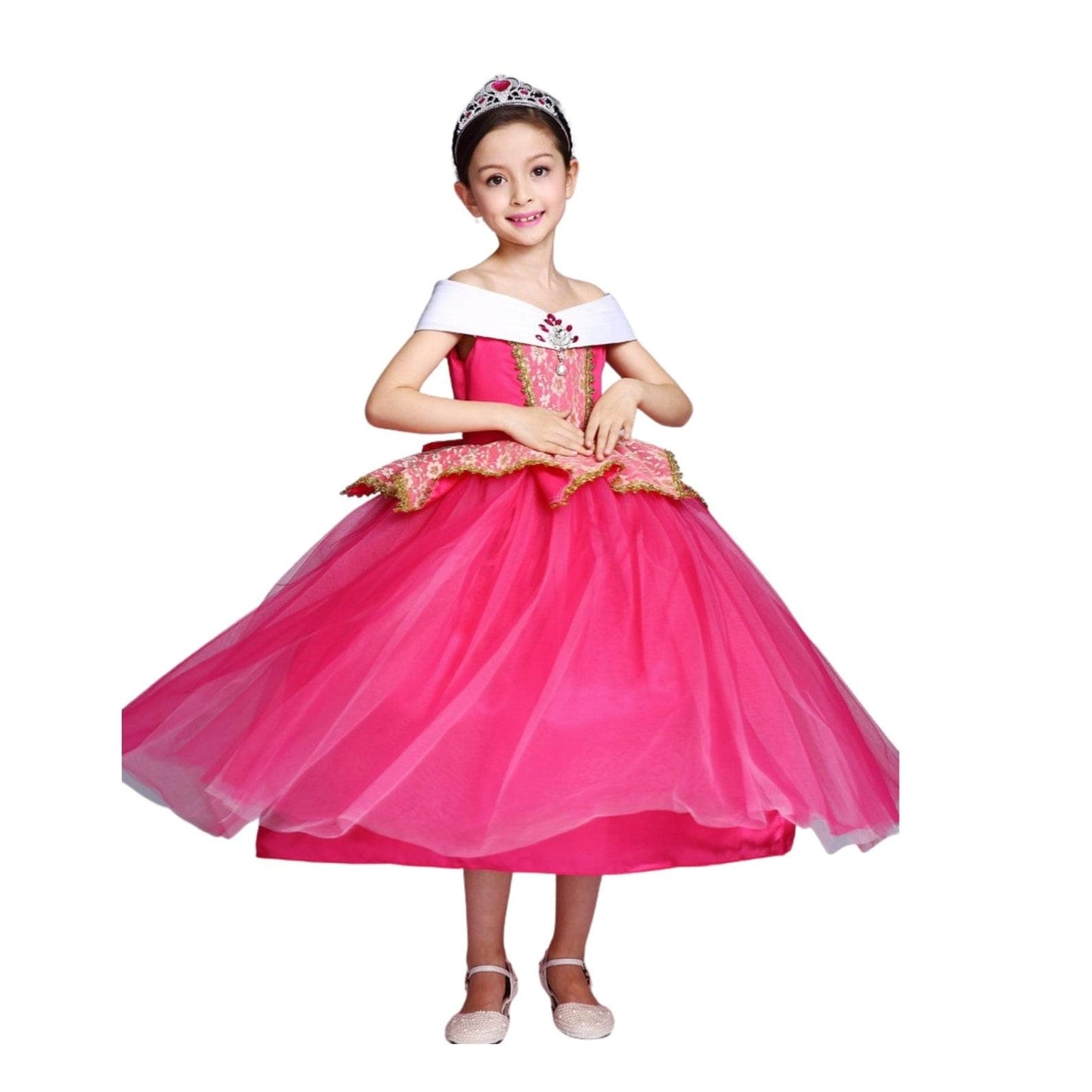 Disney-Inspired Sleeping Beauty Princess Aurora Pink Dress with Accessories.