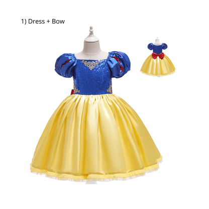 Disney-Inspired Snow White Dress for Girls and Toddlers Dress + Bow