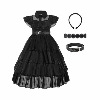 Disney-Inspired Wednesday Addams Dress, party costume, and Halloween Outfit