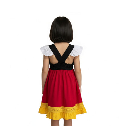 Mickey Mouse Red and Black Kids Dress Disneybound Dress for Girls
