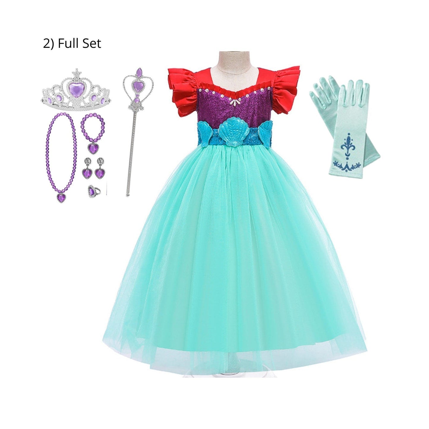 Dive into adventure with Ariel’s little mermaid Disney-Inspired dress Full Set