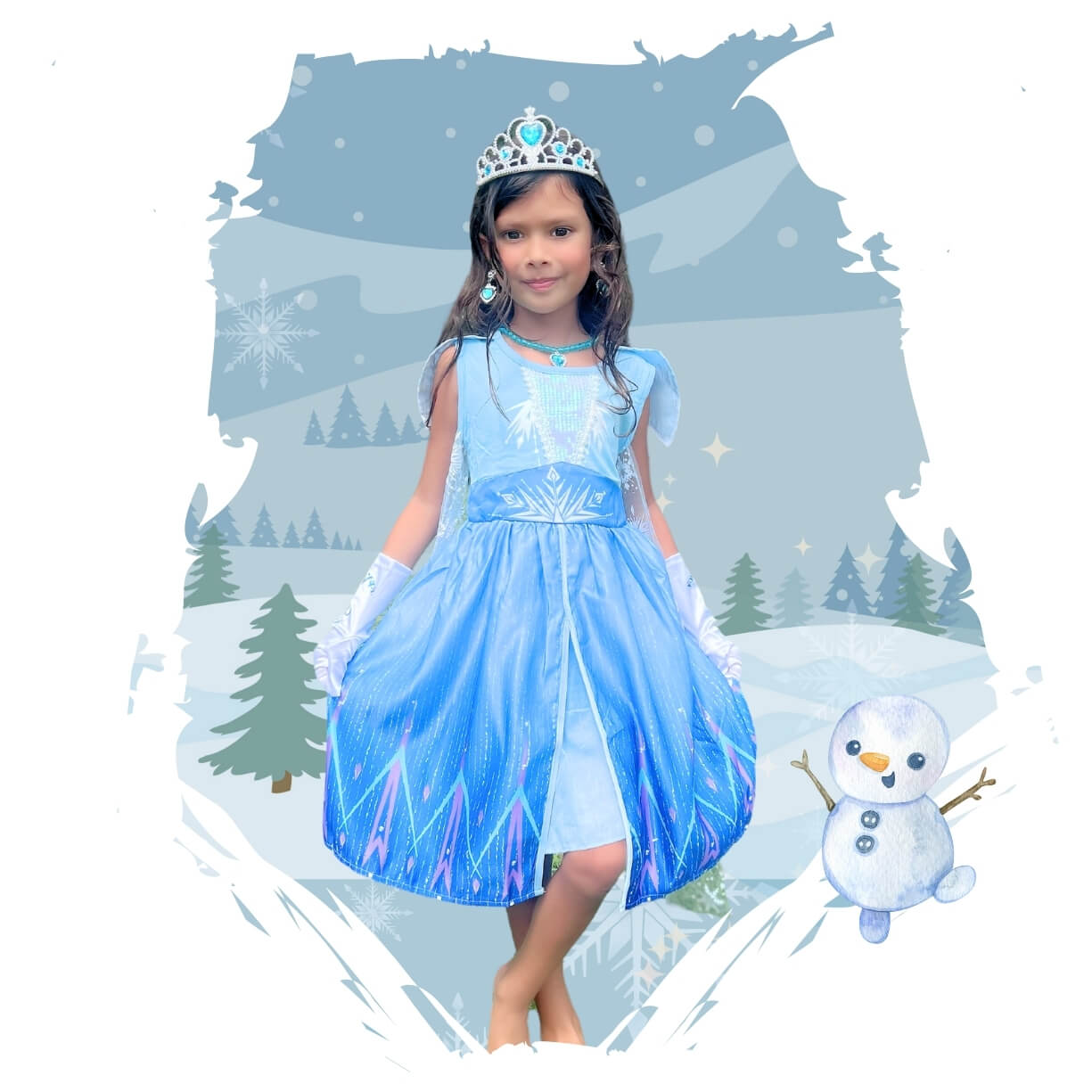 frozen 2 elsa short gown blue and white dress with silver icy ornaments