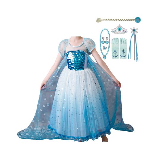 Elsa Blue Ice Queen Dress: Perfect Frozen Birthday, Christmas, or Any Occasion Gift! Dress + Accessories
