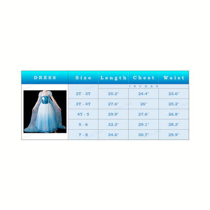 Elsa Blue Ice Queen Dress: Perfect Frozen Birthday, Christmas, or Any Occasion Gift!