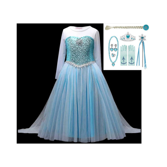 Elsa Frozen Birthday Dress and Gift Set Dress + Accessories