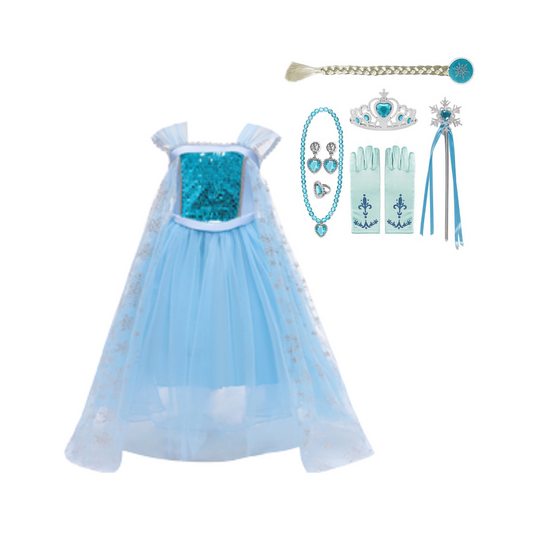 Elsa Gift Set with Accessories: Frozen Dress, Birthday Dress, and Costume for Your Little Ice Queen Dress + Accessories