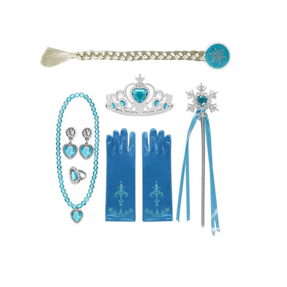 Elsa Ice Queen Gift Set: Frozen-Inspired Blue Birthday Dress & Costume.