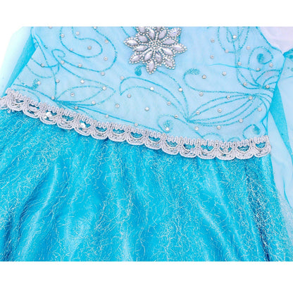 Elsa Ice Queen Gift Set: Frozen-Inspired Blue Birthday Dress & Costume.