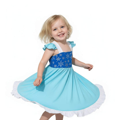 Elsa Princess Dress for Girls Sleeveless Icy with Detachable Cape