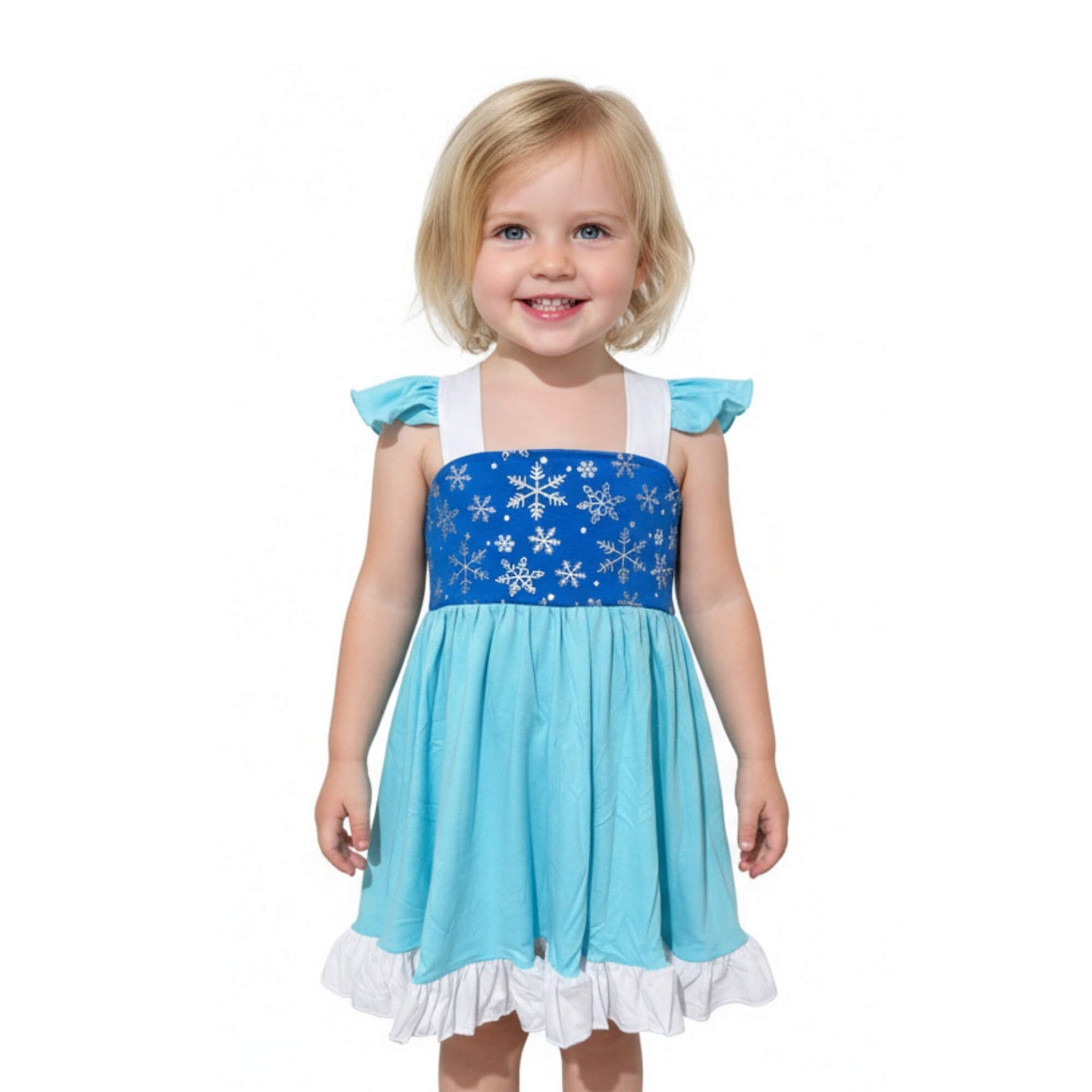 Elsa Princess Dress for Girls Sleeveless Icy with Detachable Cape