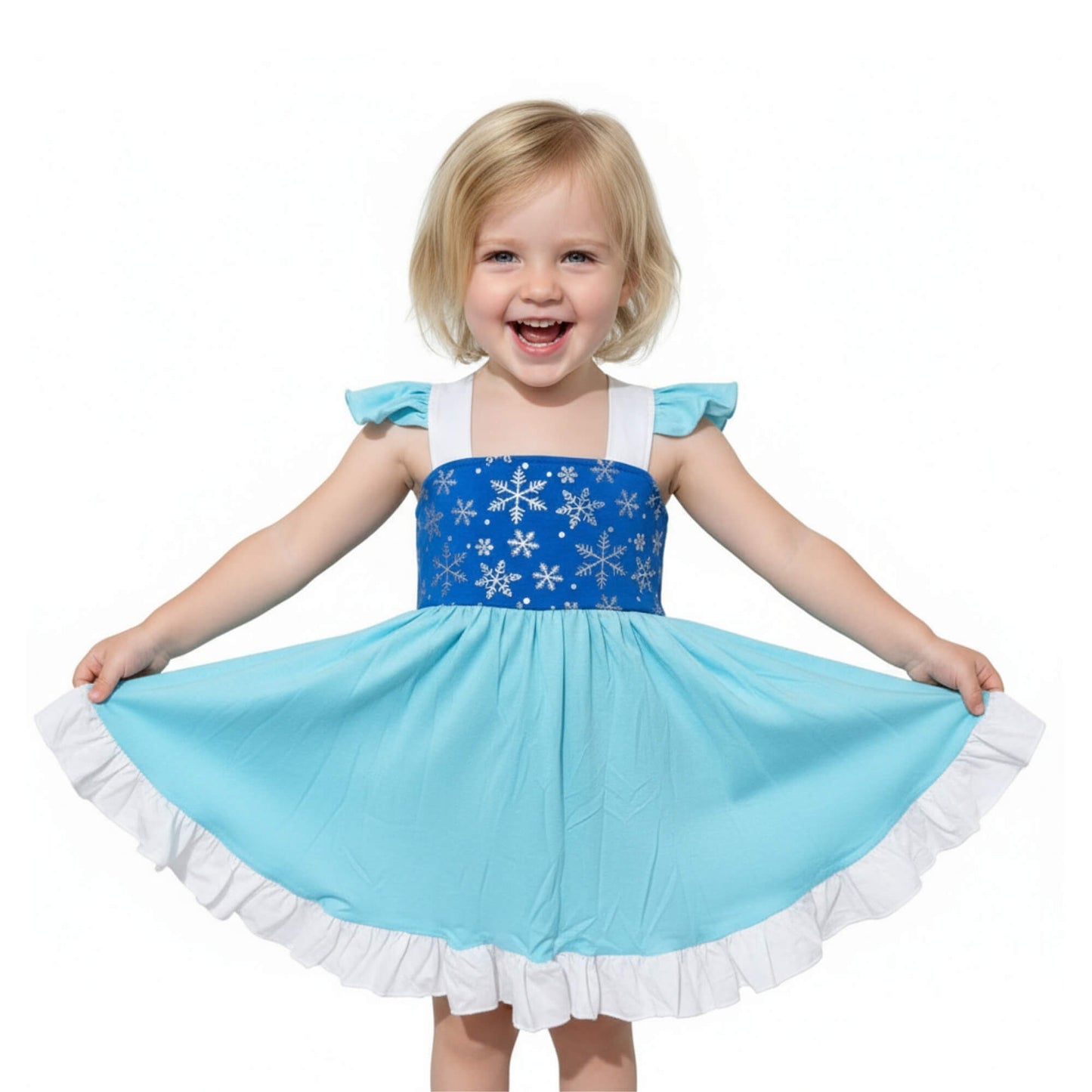 Elsa Princess Dress for Girls Sleeveless Icy with Detachable Cape