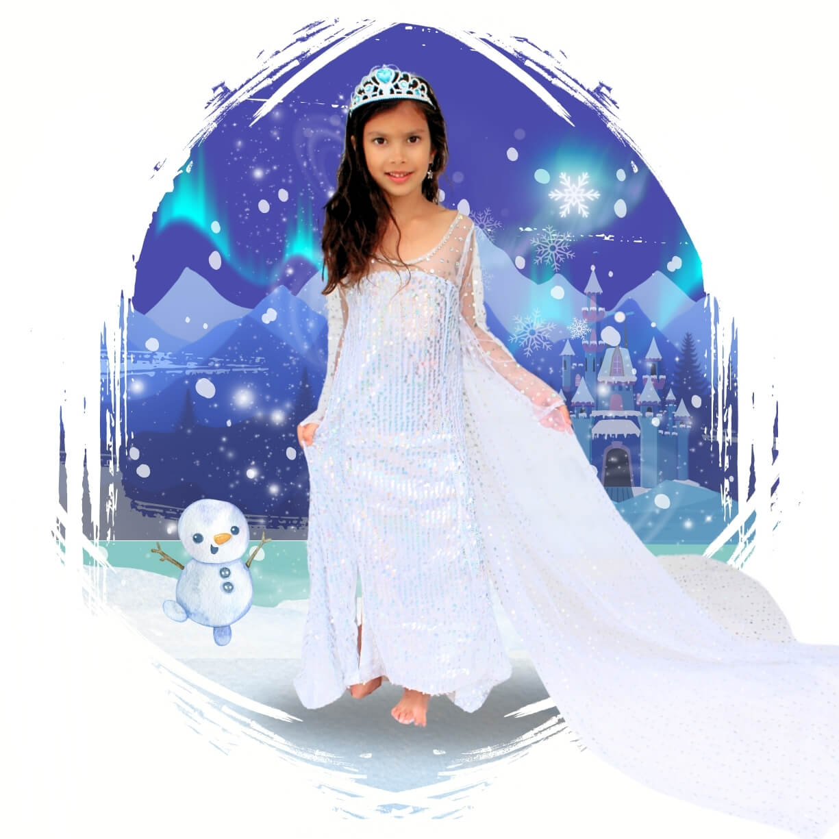 white sequence gown elsa-inspired dress birthday dress for toddlers kids and girls