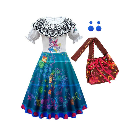 Encanto Mirabel Costume Set with Dress, Glasses, Bag, and Mouse Ears - READY TO SHIP Full Set