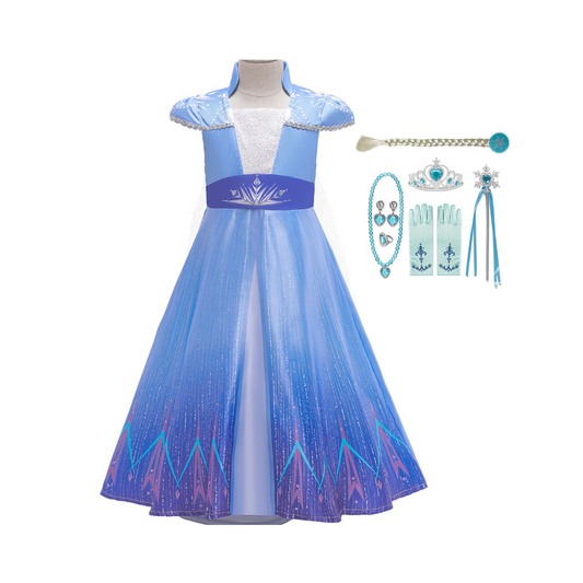 Frozen 2 Elsa Costume with Accessories and Outfit Dress + Accessories