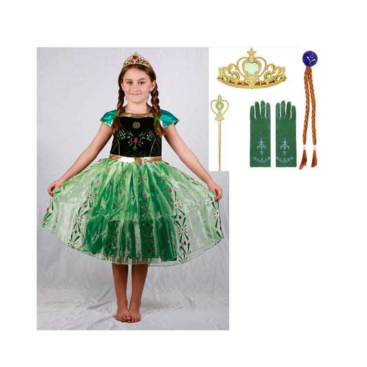 Frozen princess Anna coronation dress, Queen costume plus Accessories Set