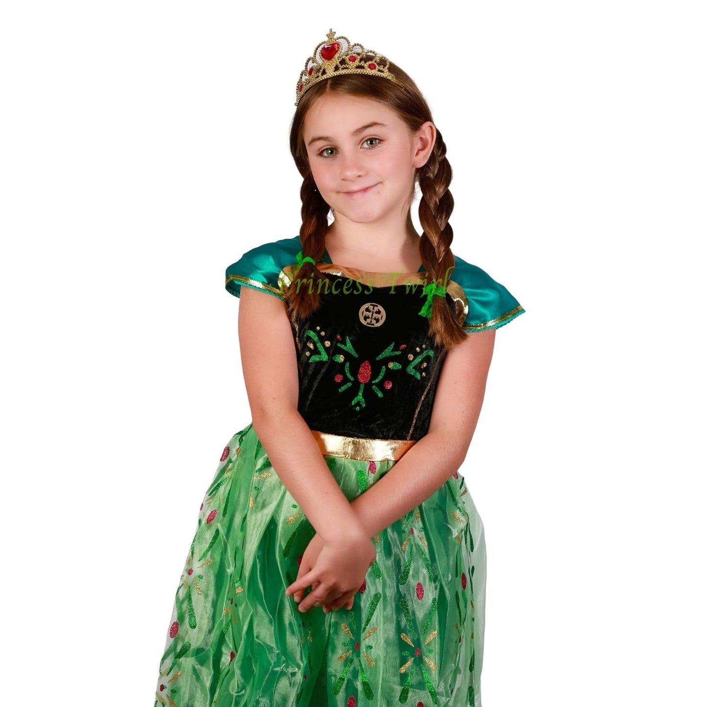 Frozen princess Anna coronation dress, Queen costume plus Accessories Set