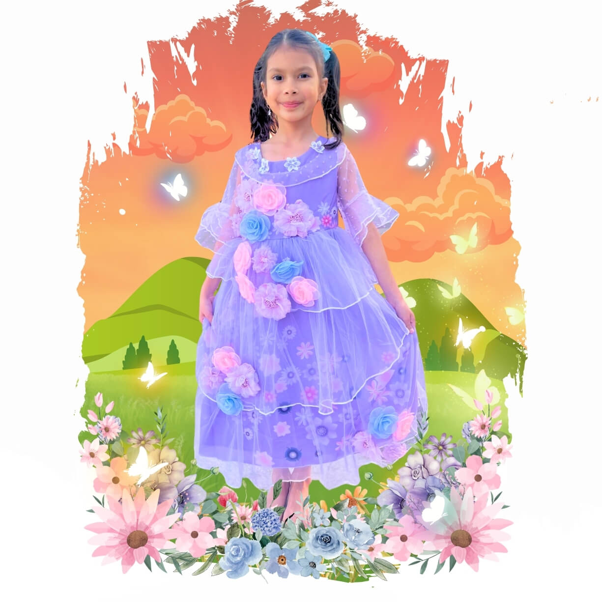 isabela dress to impress with 3d flower for kids and toddlers