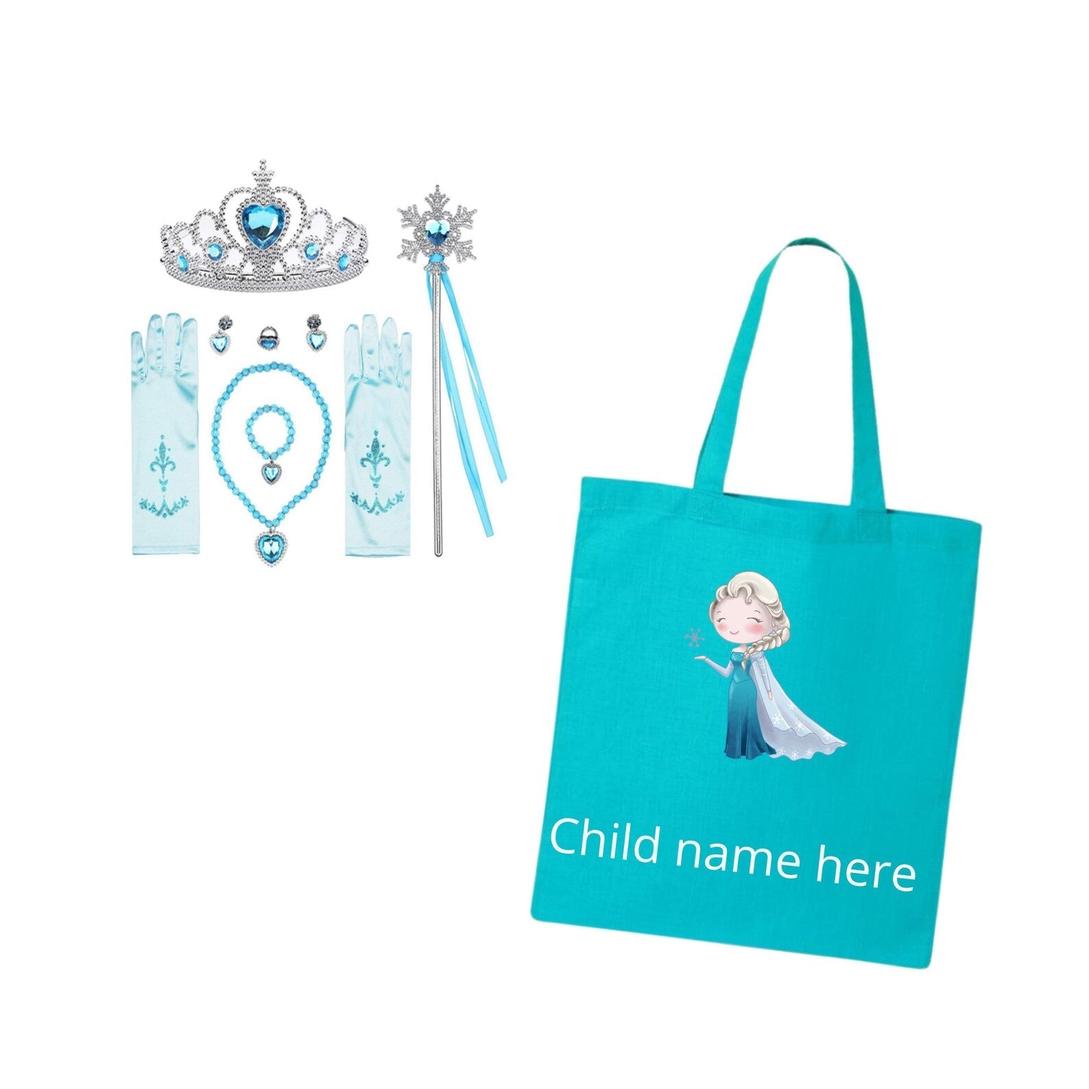 Luxury Cinderella and Elsa Cloak with Hooded Cape Sweater, Personalized Tote Bag, and Frozen Gift Set for Halloween