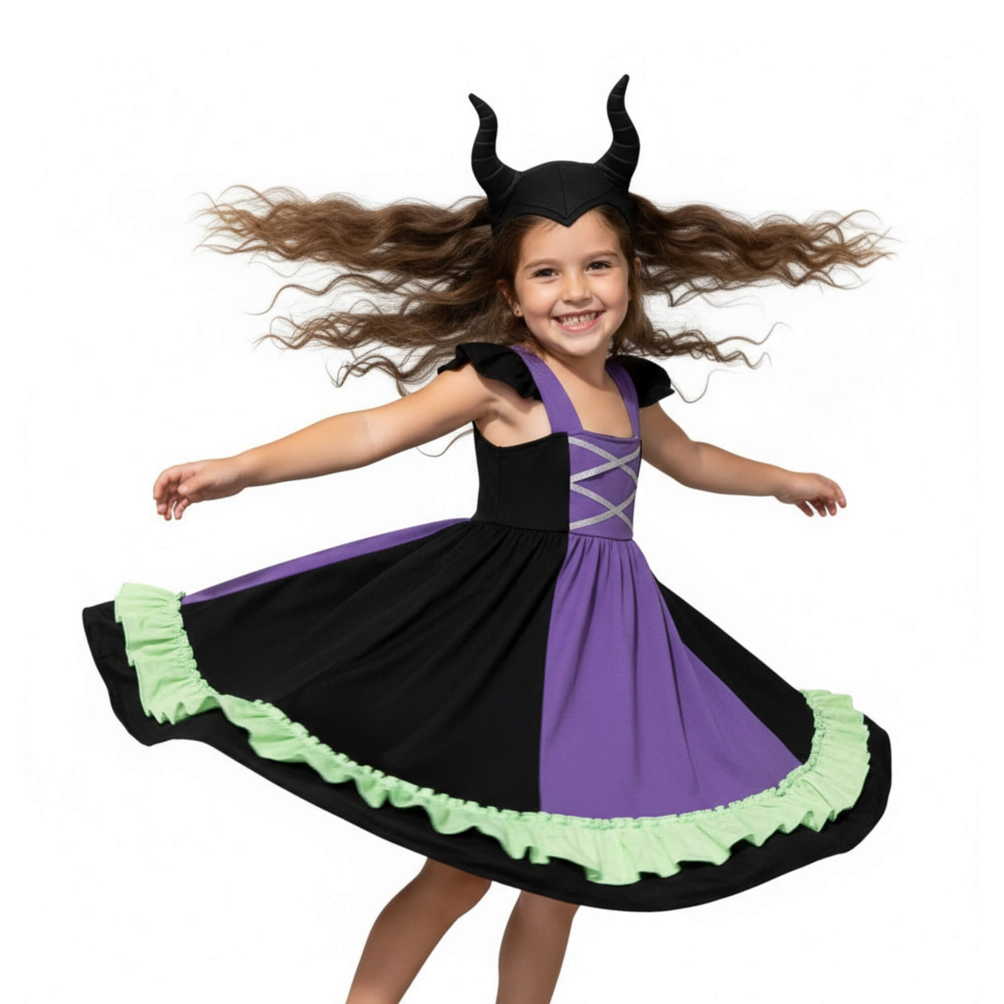 Maleficent Dress for Girls Villain Outfit for Kids
