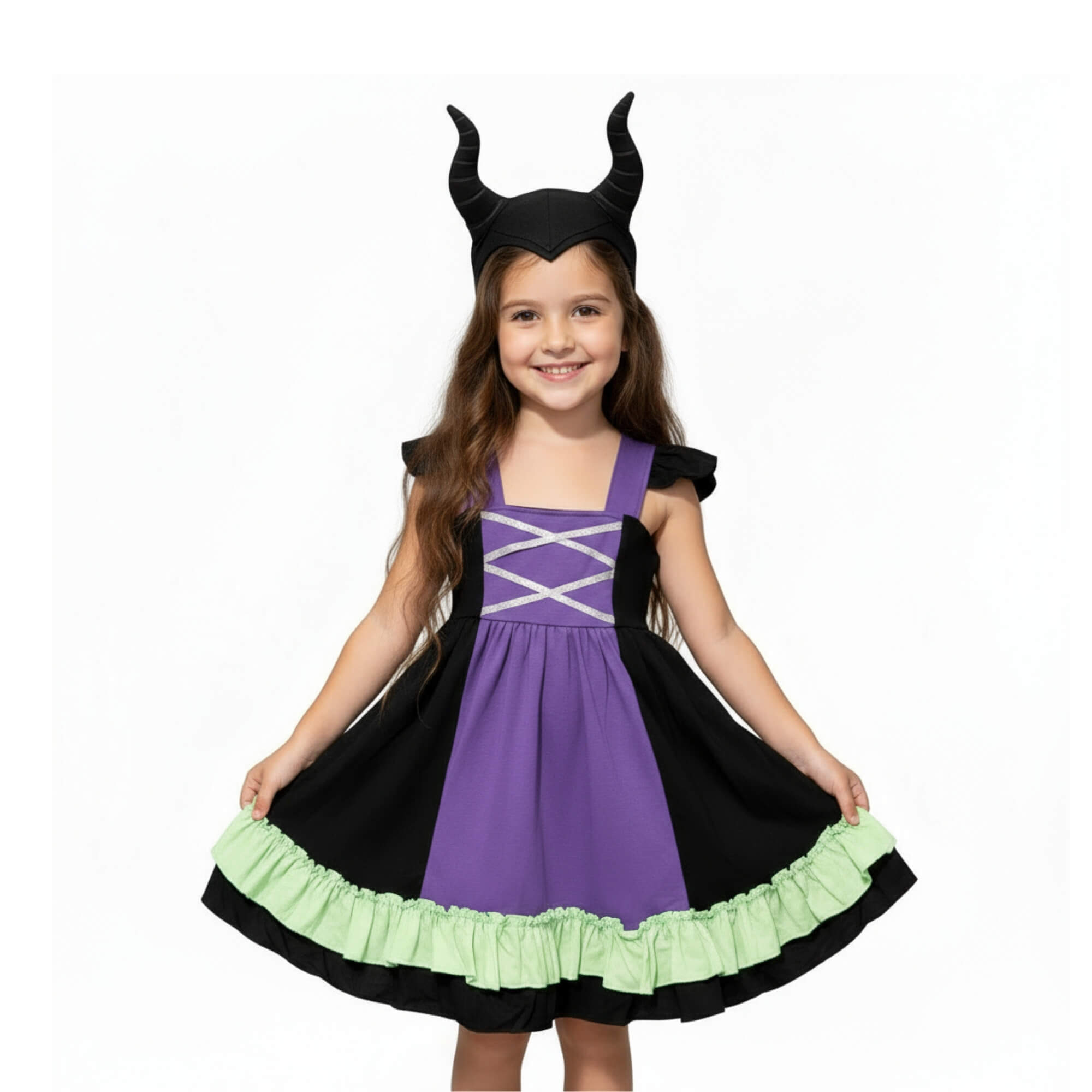 Maleficent Dress for Girls Villain Outfit for Kids