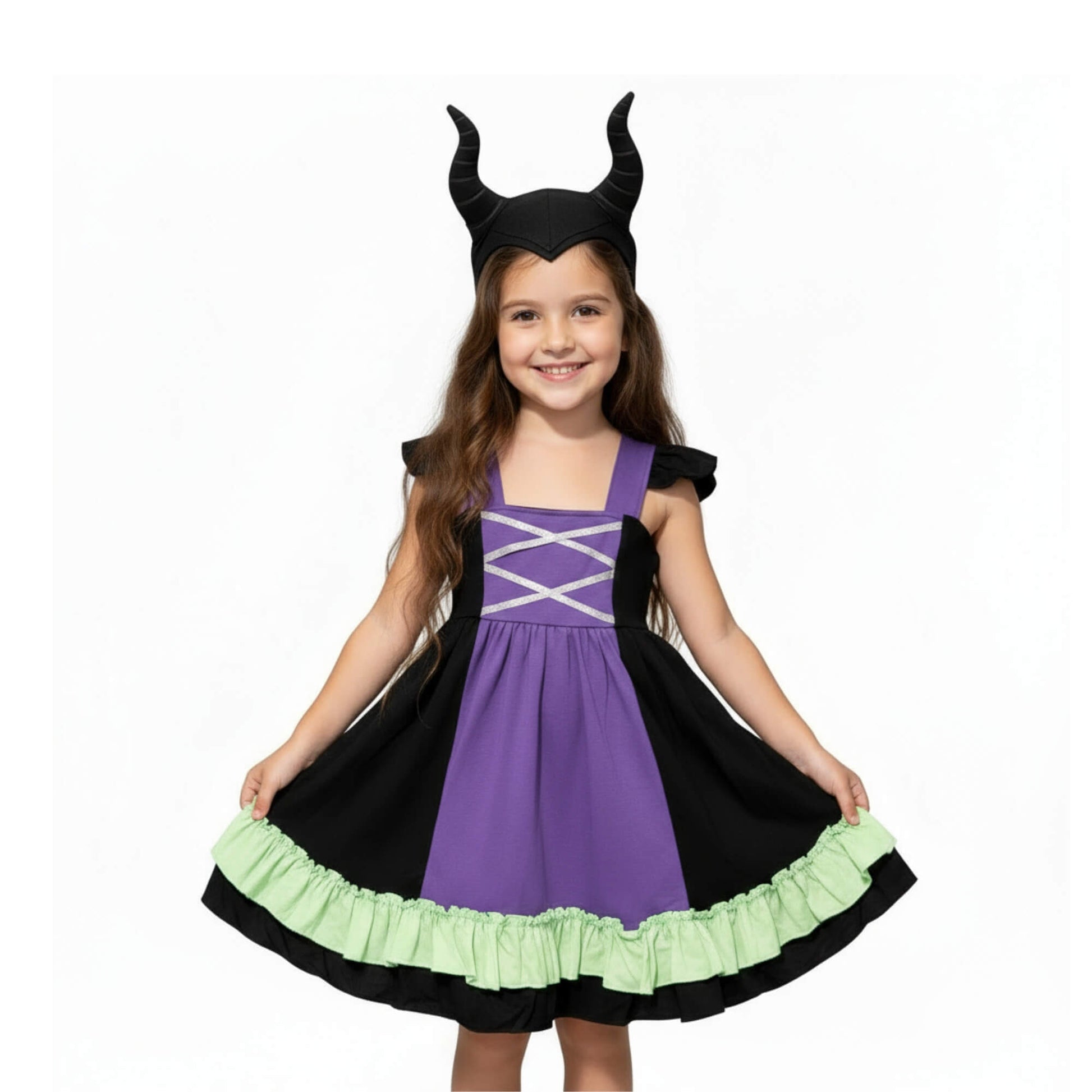 Maleficent Dress for Girls Villain Outfit for Kids Princess Twirl Maleficent Dress for Girls Villain Outfit for Kids Princess Twirl