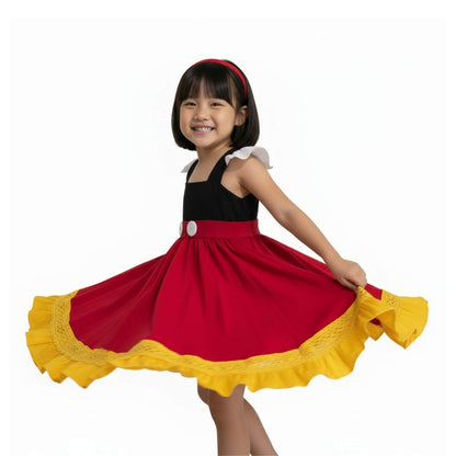 Mickey Mouse Red and Black Kids Dress Disneybound Dress for Girls