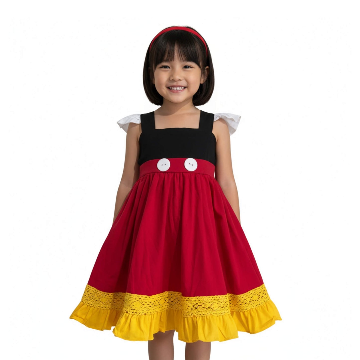 Mickey Mouse Red and Black Kids Dress Disneybound Dress for Girls