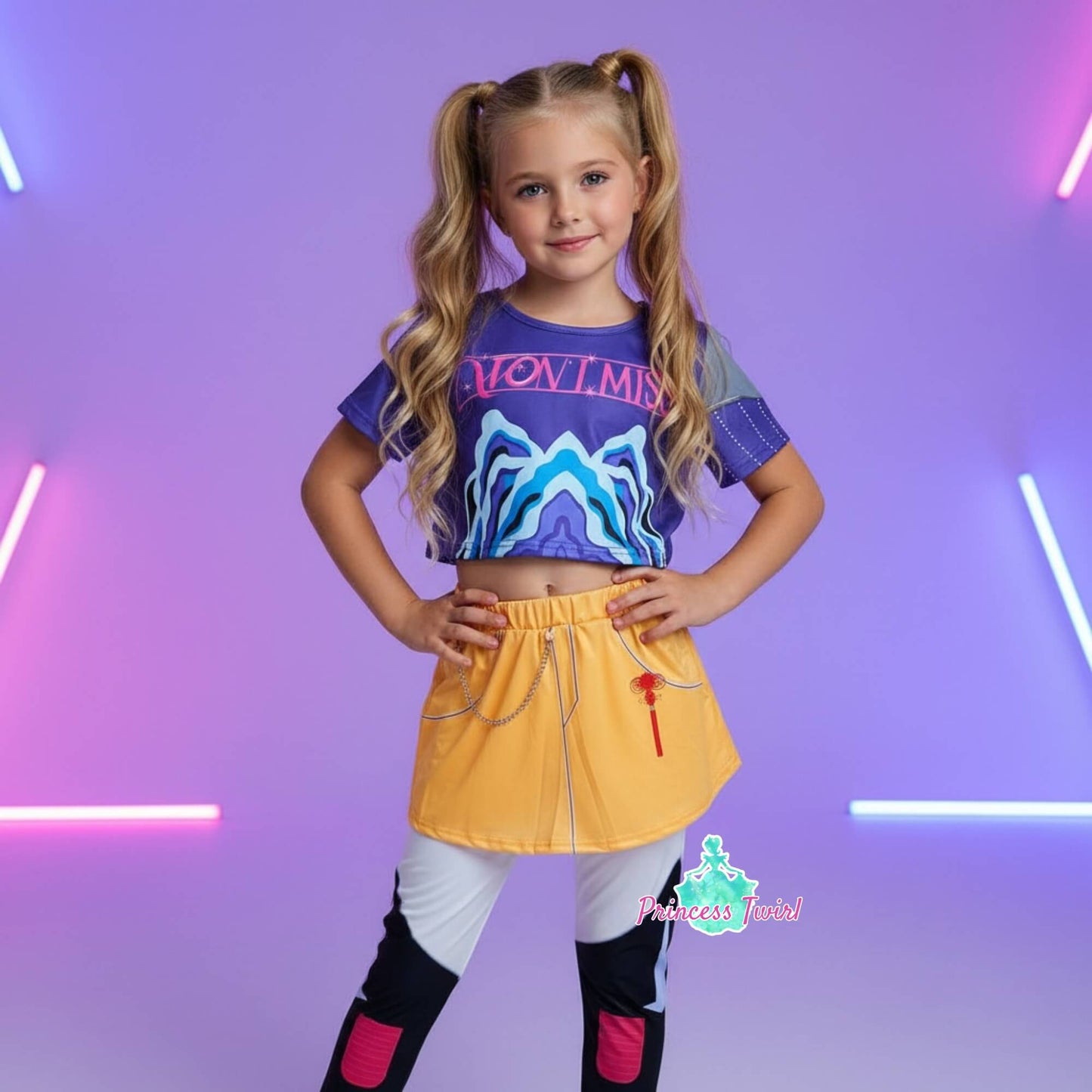 Kpop ONHAND Limited Stock Kpop Demon Hunters Printed Costume Outfit for Girls Rumi Mira Zoey Inspired Cosplay