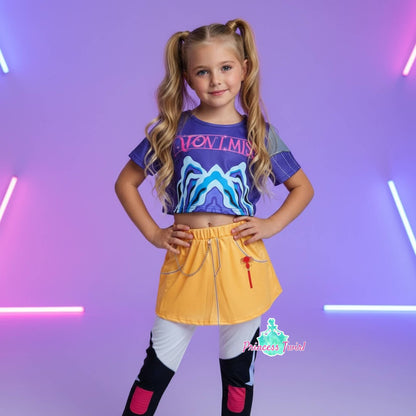 Kpop ONHAND Limited Stock Kpop Demon Hunters Printed Costume Outfit for Girls Rumi Mira Zoey Inspired Cosplay