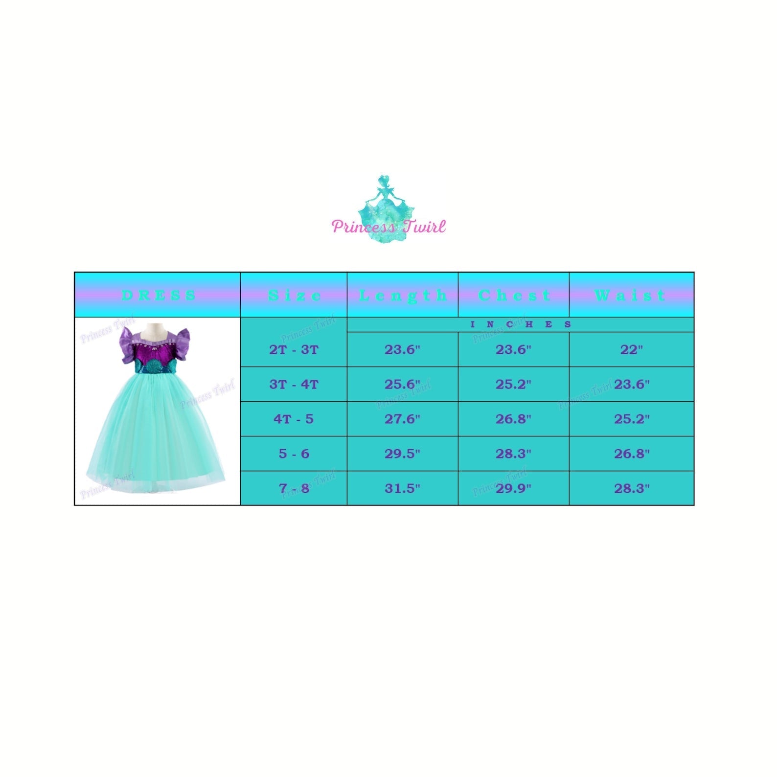 New Unique Style Little Mermaid Princess Dress Inspired by Disney's Ariel