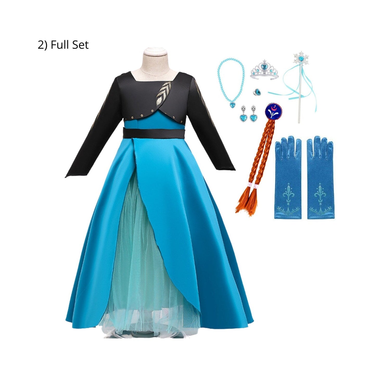 Princess Anna’s Frozen 2 Arendelle’s coronation queen dress and Halloween queen costume Full Set