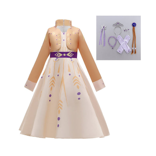 Princess Anna’s Frozen 2 Coronation dress for girls and cosplay Halloween queen costume