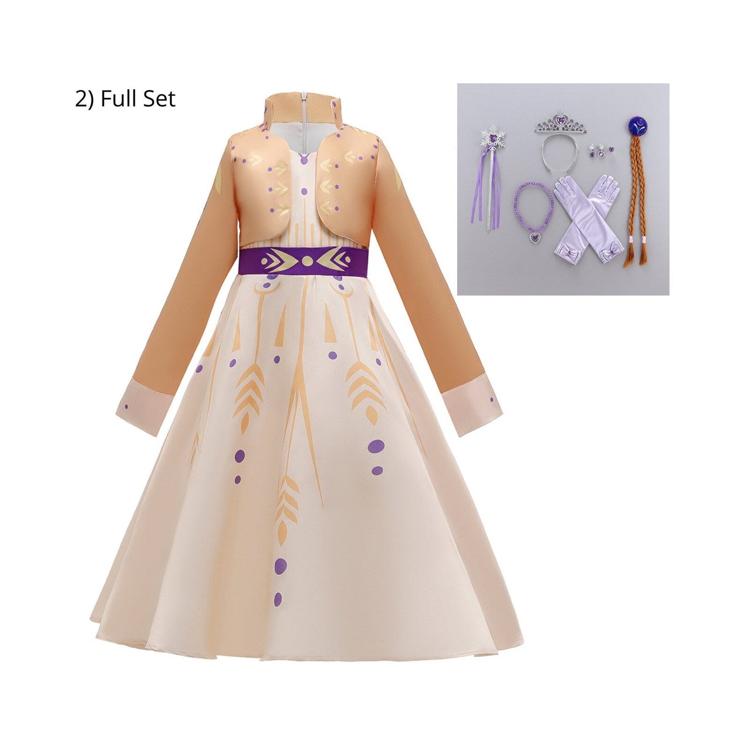 Princess Anna’s Frozen 2 Coronation dress for girls and cosplay Halloween queen costume Full Set