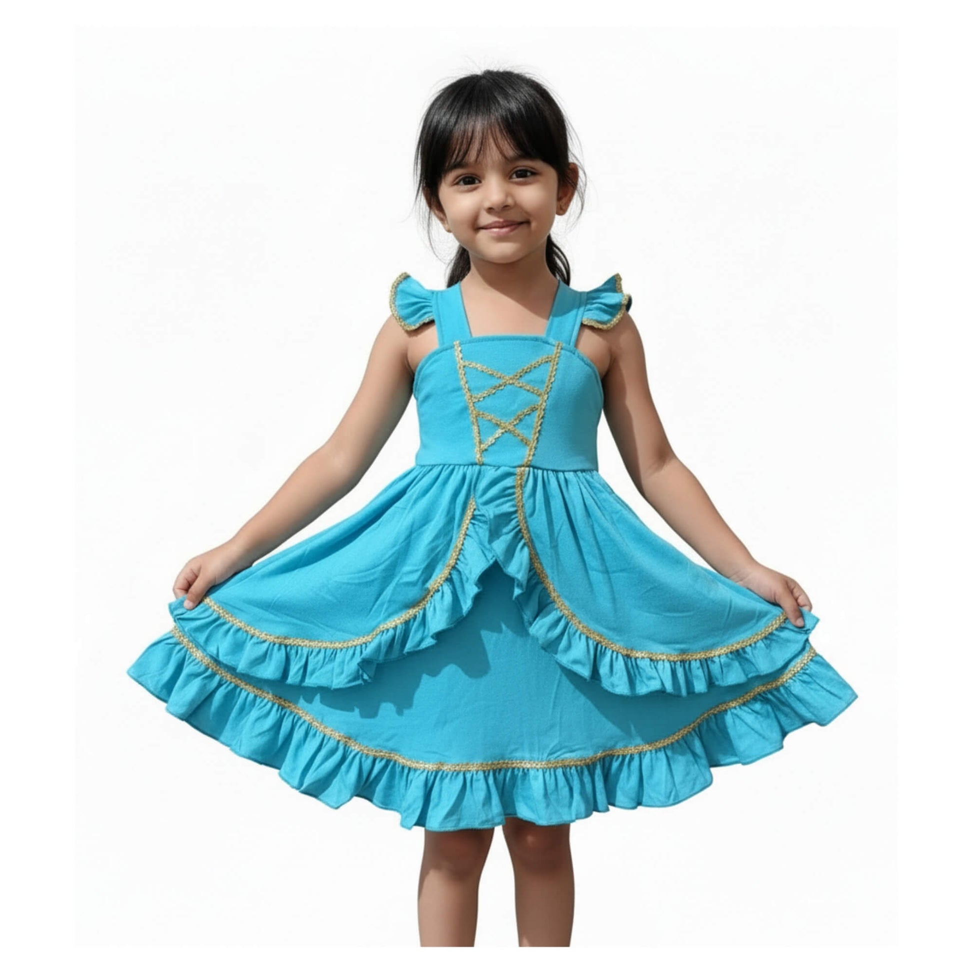 strapless open back dress Princess Jasmine Turquoise Dress for Kids Everyday Costume – Princess Twirl