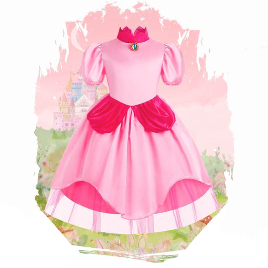 princess peach mario princess costume for toddlers and kids. princess peach cosplay