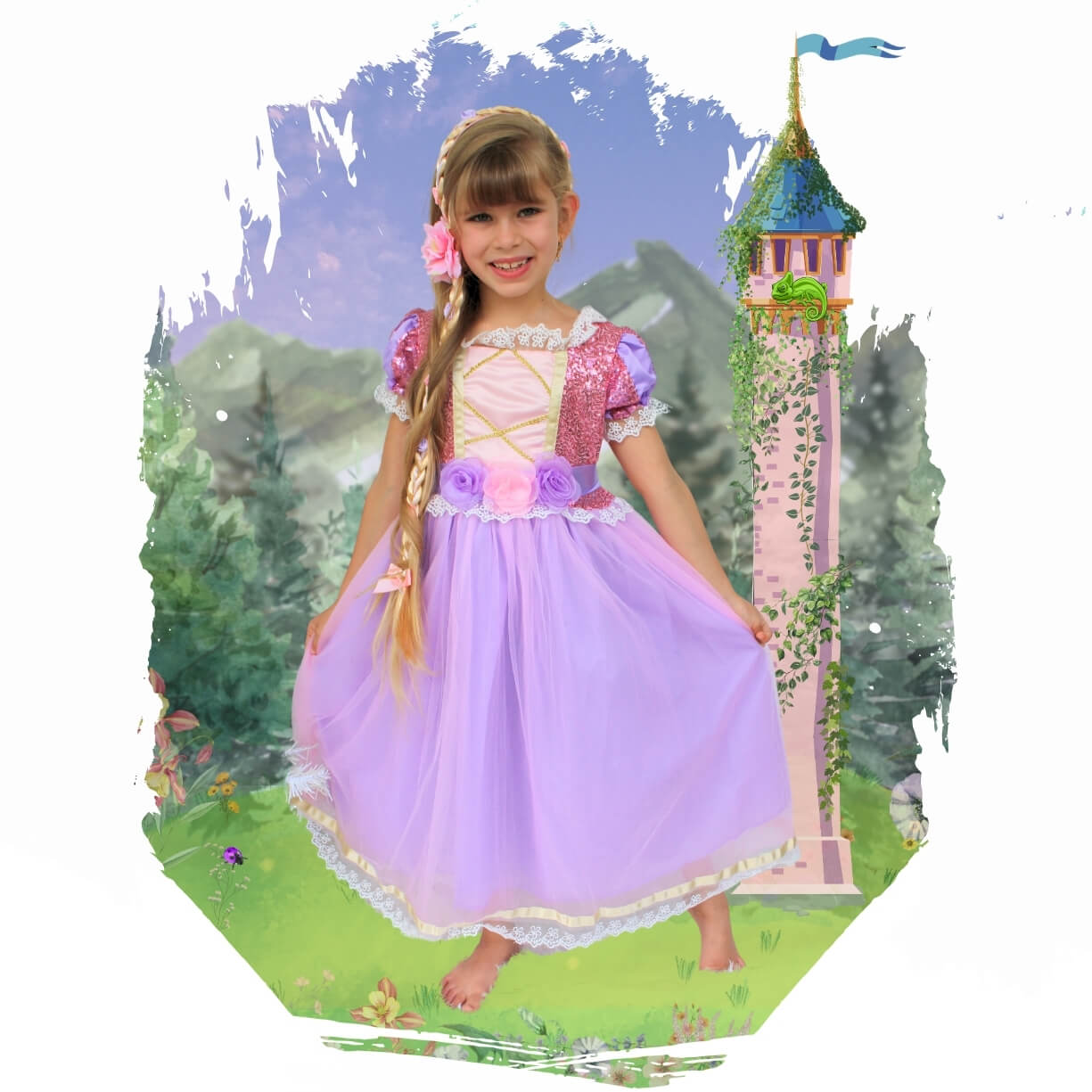 rapunzel costume for girls ages 2,3,4,5,6,7,8. perfect for disneybounding