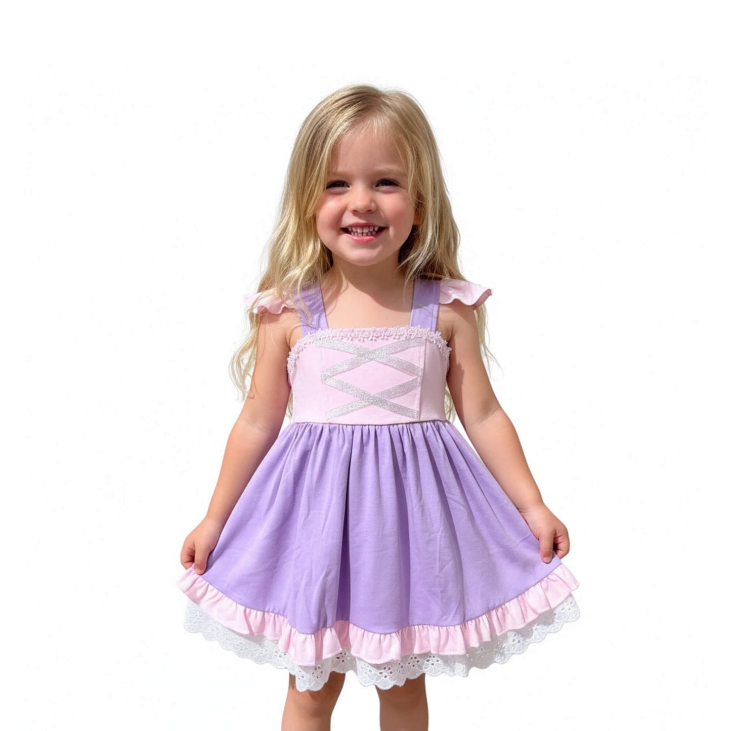 Rapunzel Purple and Pink Dress for Kids Everyday Casual Costume