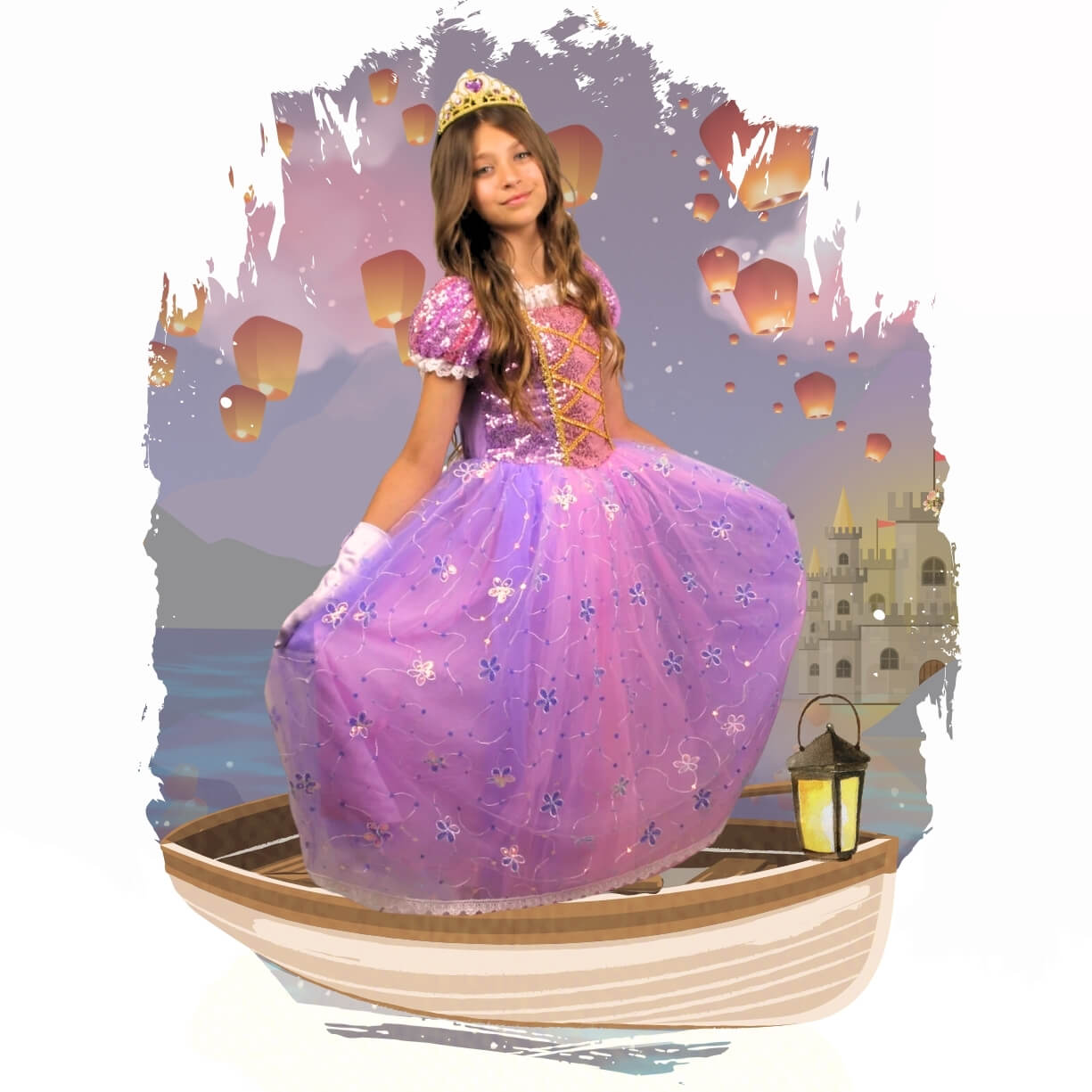 rapunzel gown for girls purple pink and gold elegent birthday dress as rapunzel dress up