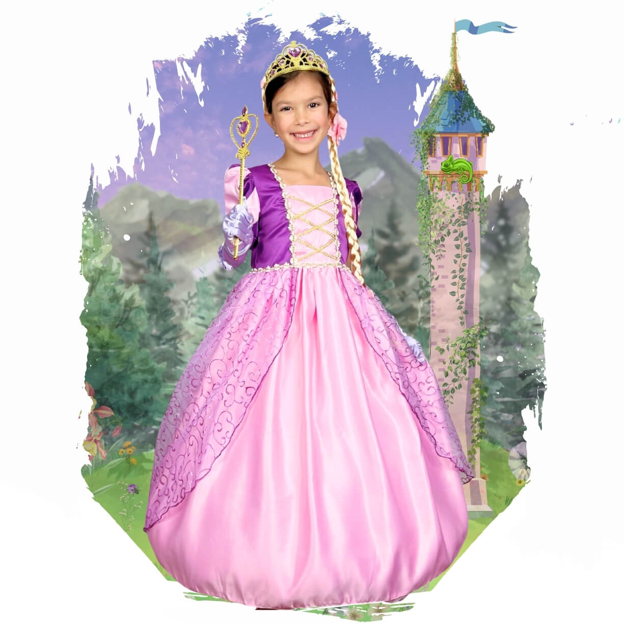 rapunzel purple gown for girls ages 2,3,4,5,6,7,8