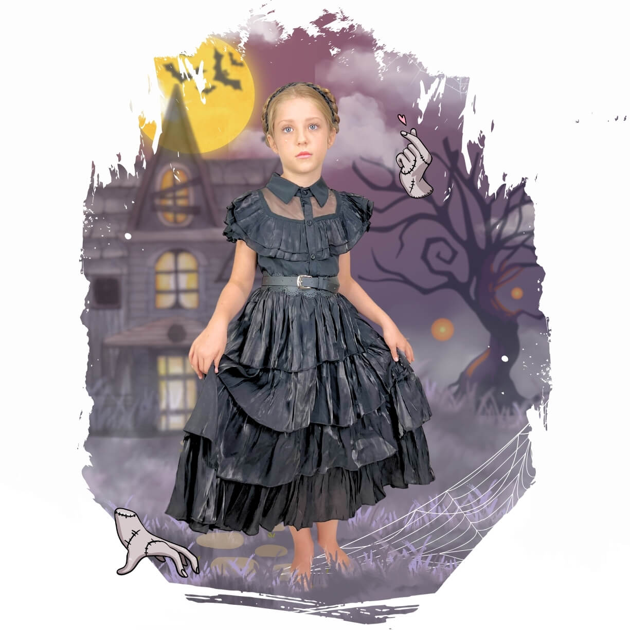 wednesday adams gothic dress for kids and toddlers halloween costume