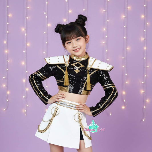 K pop Demon Hunters Costume for Kids Inspired Zoey Shinny Black Costume