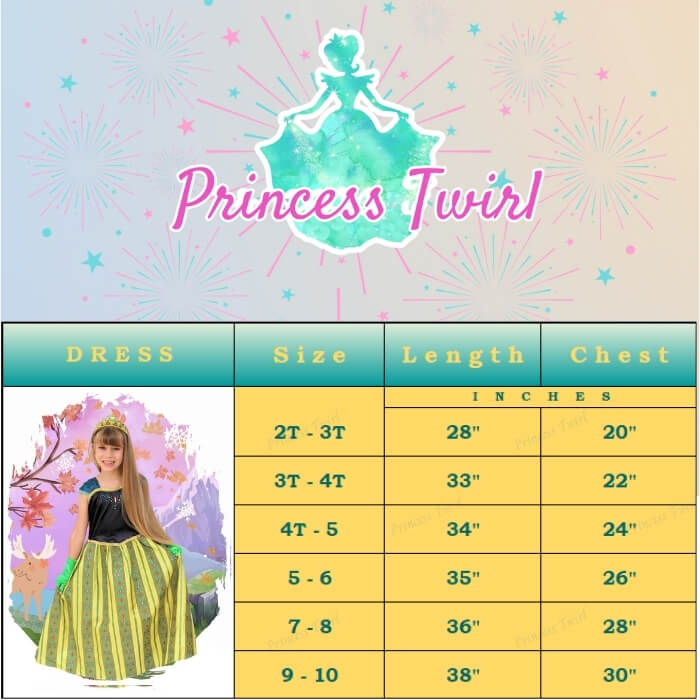 anna frozen 1 green dress for girls age 2 3 4 5 6 7 8 9 10