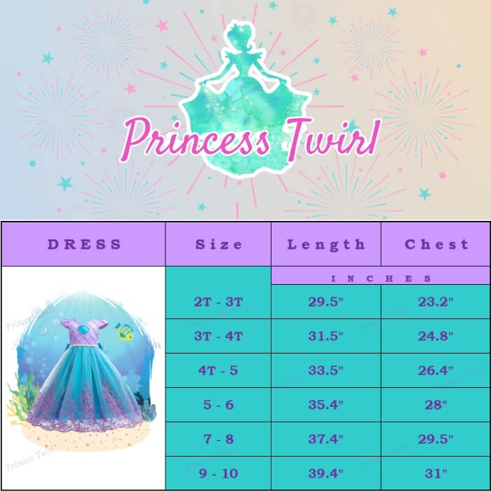 little mermaid gown for girls age 2 3 4 5 6 7 8 9 10 