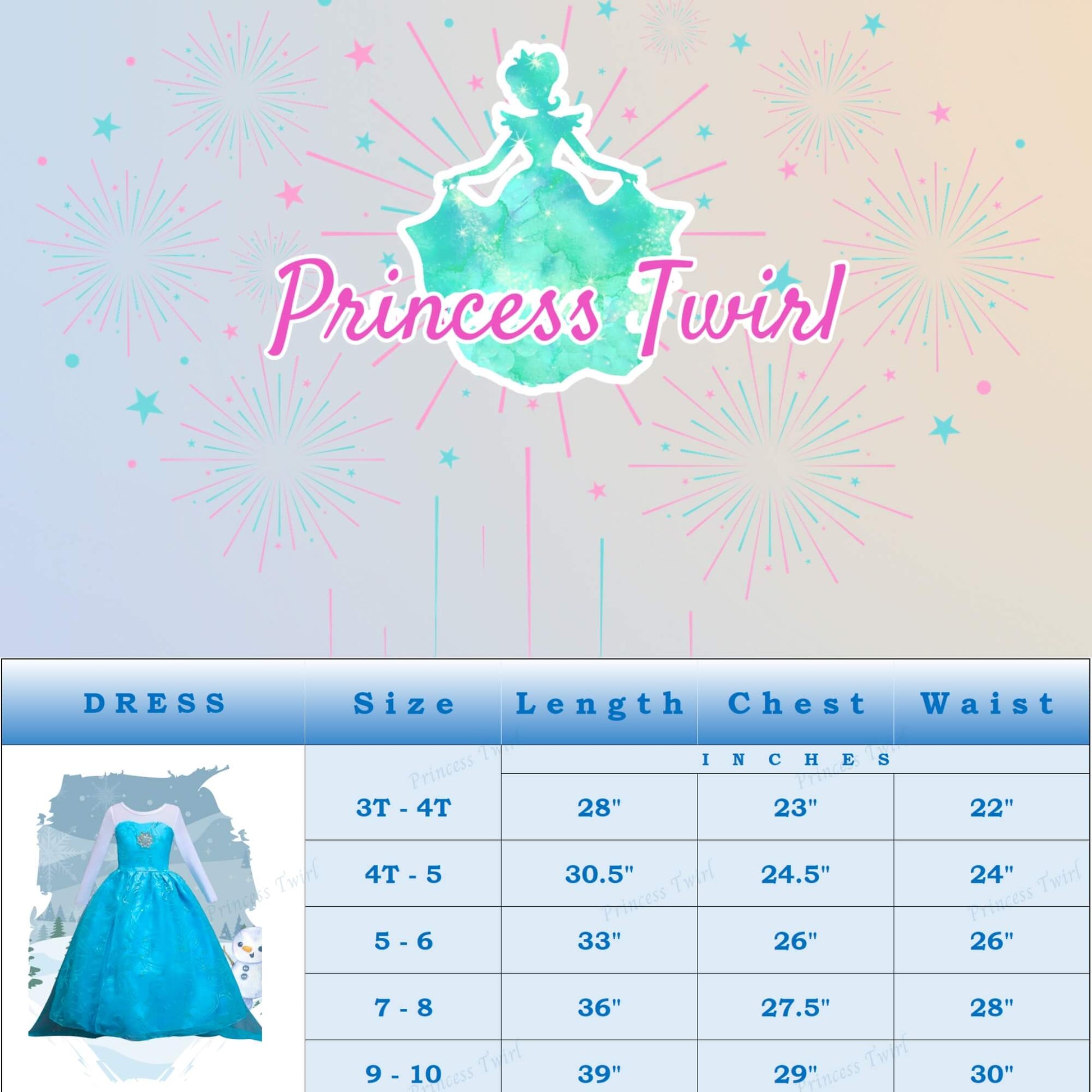 blue elsa dress dress with white sleeve for kids 3 4 5 6 7 8 9 10