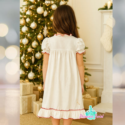 White Clara Nutcracker dress Christmas Eve cotton dress