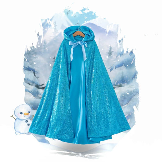 blue glittery cape for cinderella elsa dress up