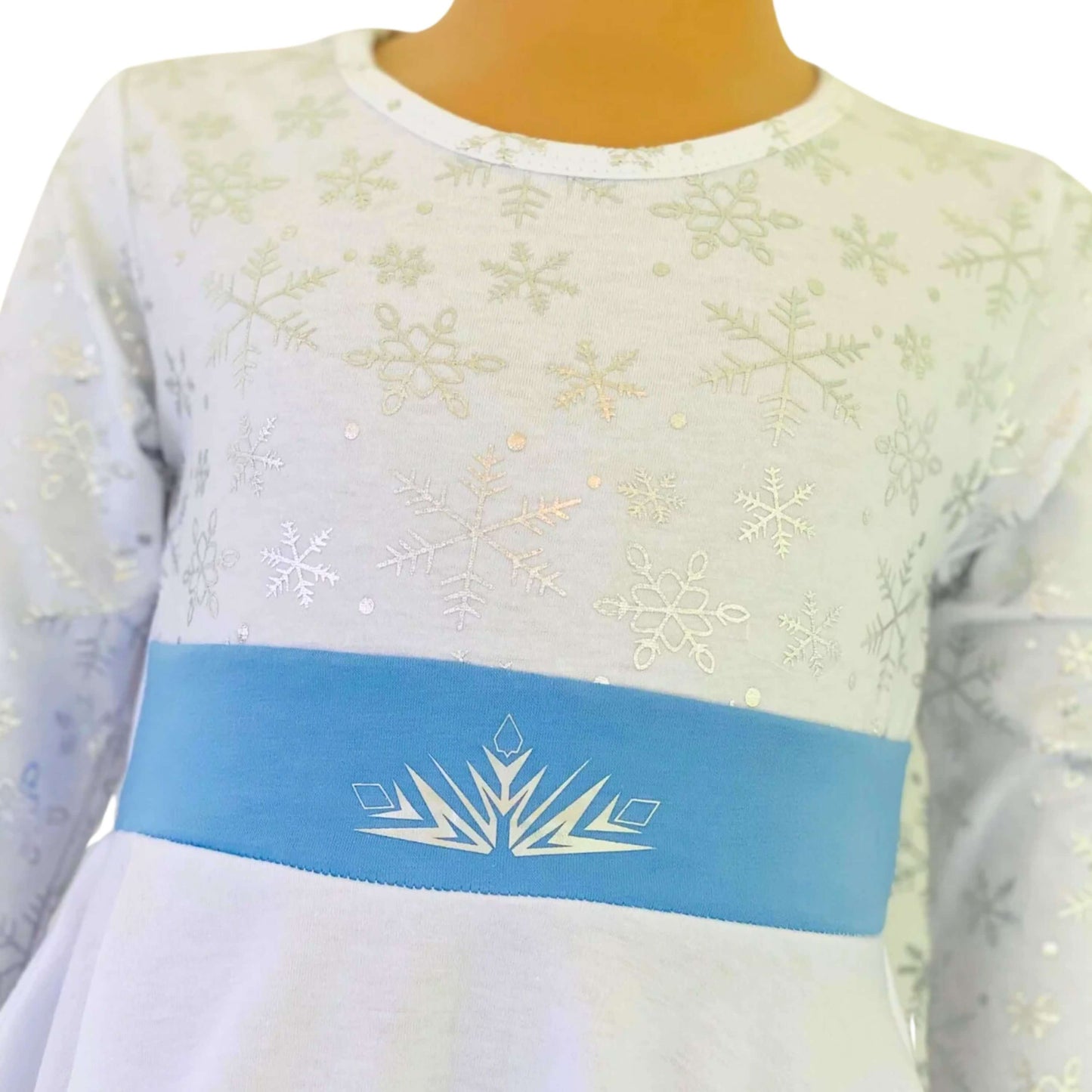 Elsa Ice Queen Long Sleeves White Everyday Play Dress for Kids
