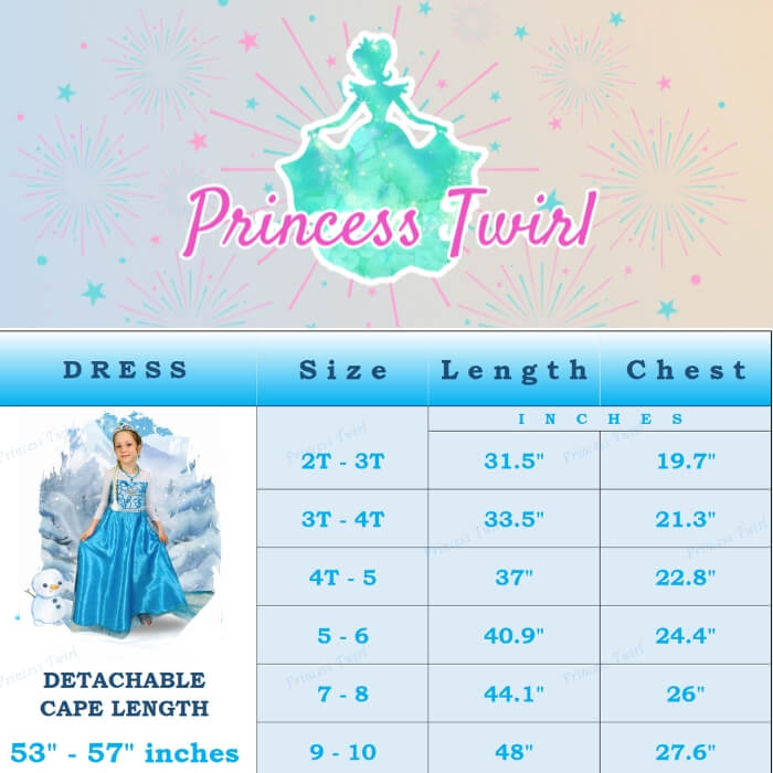 elsa dress with detachable cape dress 2t 3t 4t 5 6 7 8 9 10