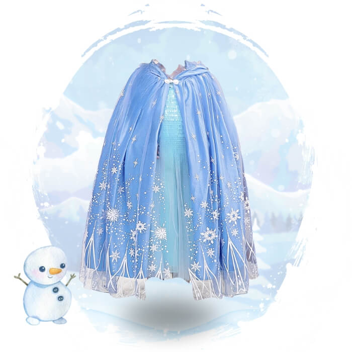 blue and silver cape for girls icy design